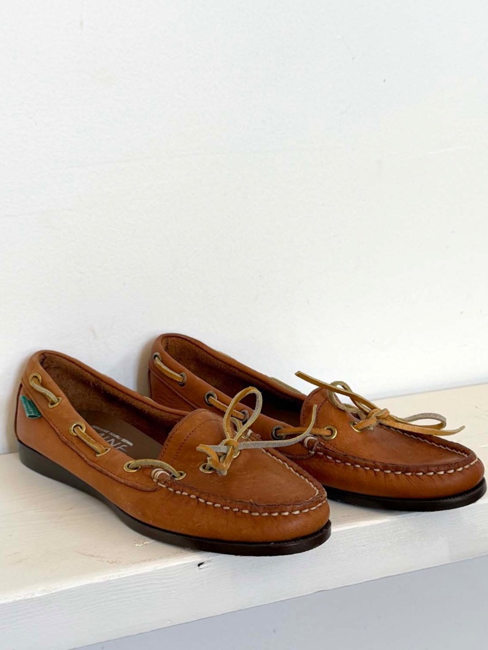 brown leather boat shoes, topsiders by Maine Woods, size 7 womens